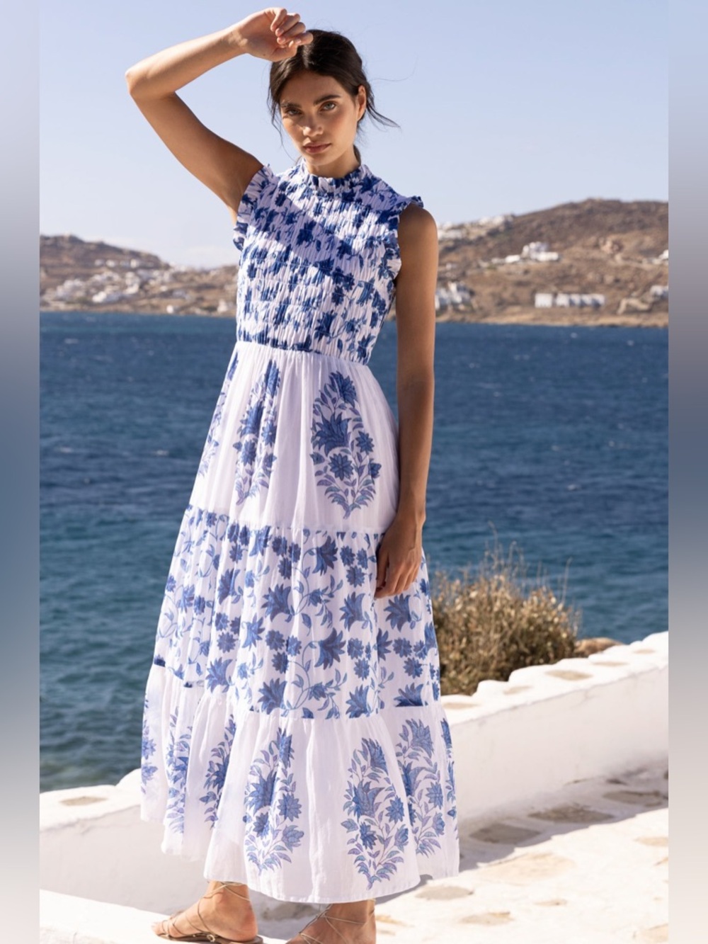OLIPHANT SLEEVELESS SMOCKED MAXI- MARION BLUE. XXL - Picture 6 of 13